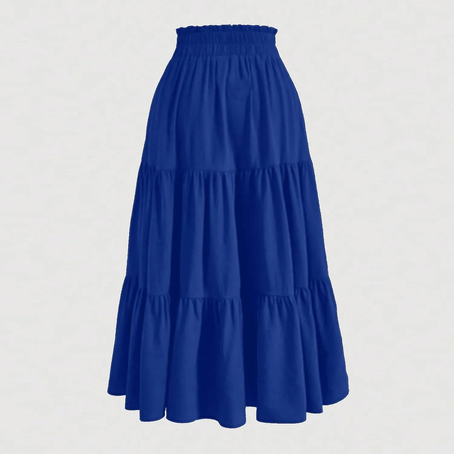 Summer Long Skirts for Women Casual Drawstring High Waist Lightweight Tiered Flowy Pleated Skirts with Pocket