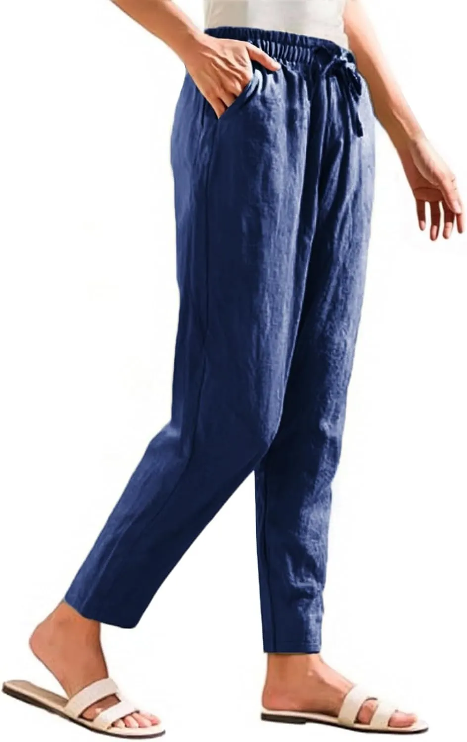 Summer Pants for Women Palazzo Capri Wide Leg Travel Plus Size Baggy Trousers Flowy Comfy Lounge Spring Outfits