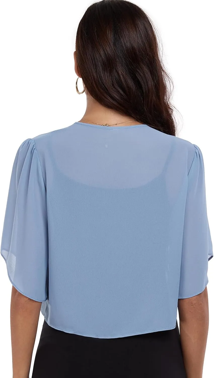 SURVODJA Womens Chiffon Cropped Cardigans Lightweight Sweaters Short Sleeve Bolero Shrugs for Dress
