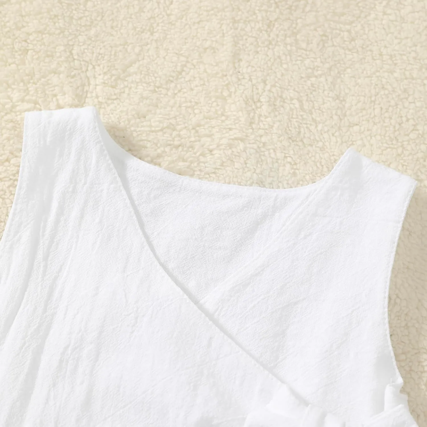 TIMOGG Toddler Girl Dress Summer Sleeveless Linen Cotton Dress Bow Kids Casual Dresses Clothes