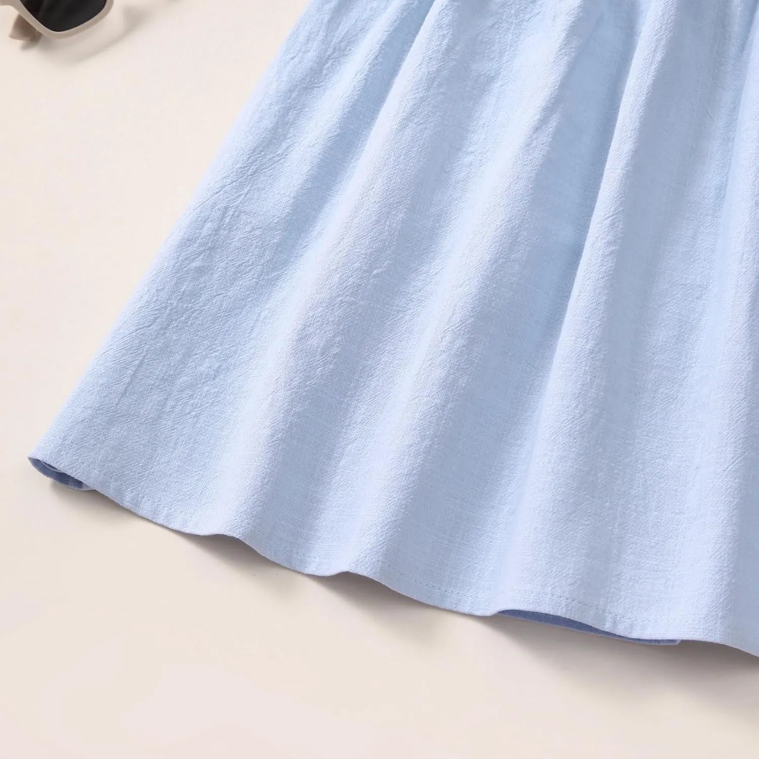 TIMOGG Toddler Girl Dress Summer Sleeveless Linen Cotton Dress Bow Kids Casual Dresses Clothes
