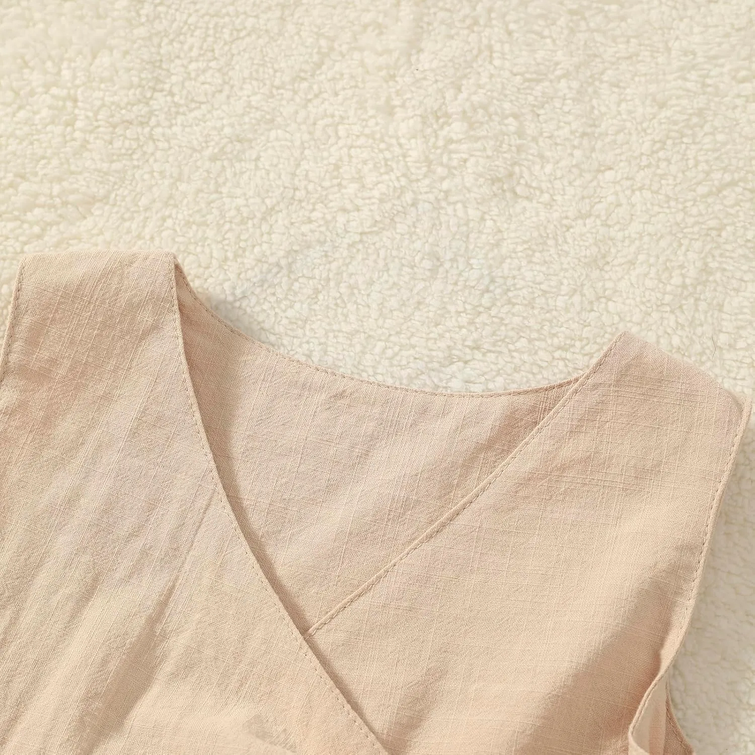 TIMOGG Toddler Girl Dress Summer Sleeveless Linen Cotton Dress Bow Kids Casual Dresses Clothes