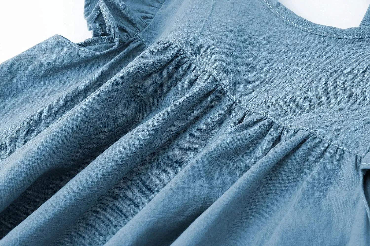 Toddler Baby Girl Cotton Linen Dress Ruffle Sleeve Halter Sleeveless Kids Casual Dresses