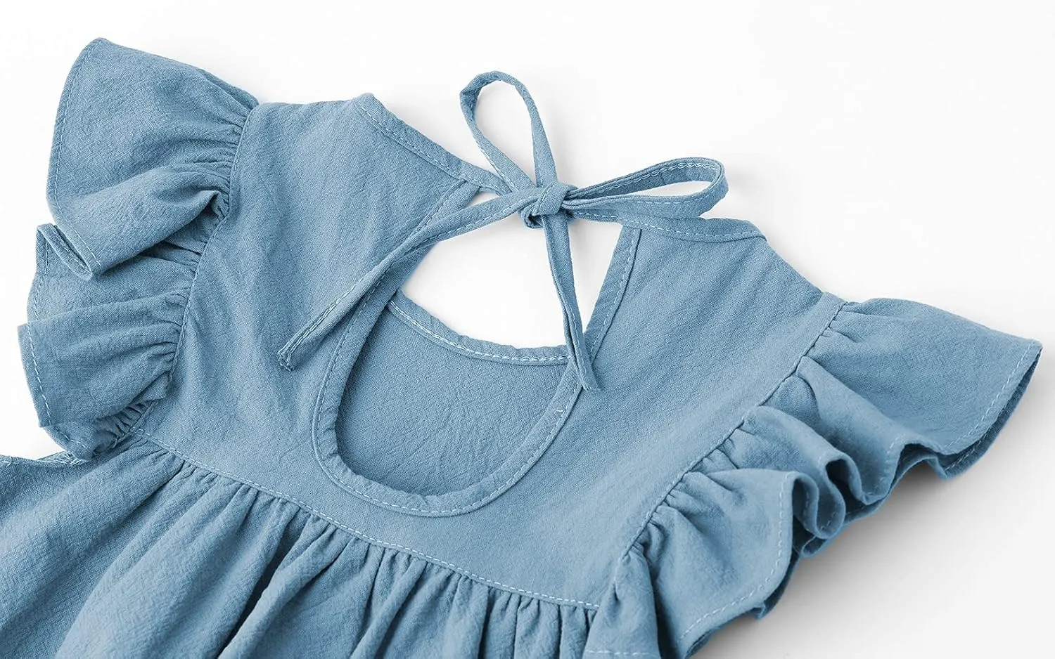 Toddler Baby Girl Cotton Linen Dress Ruffle Sleeve Halter Sleeveless Kids Casual Dresses