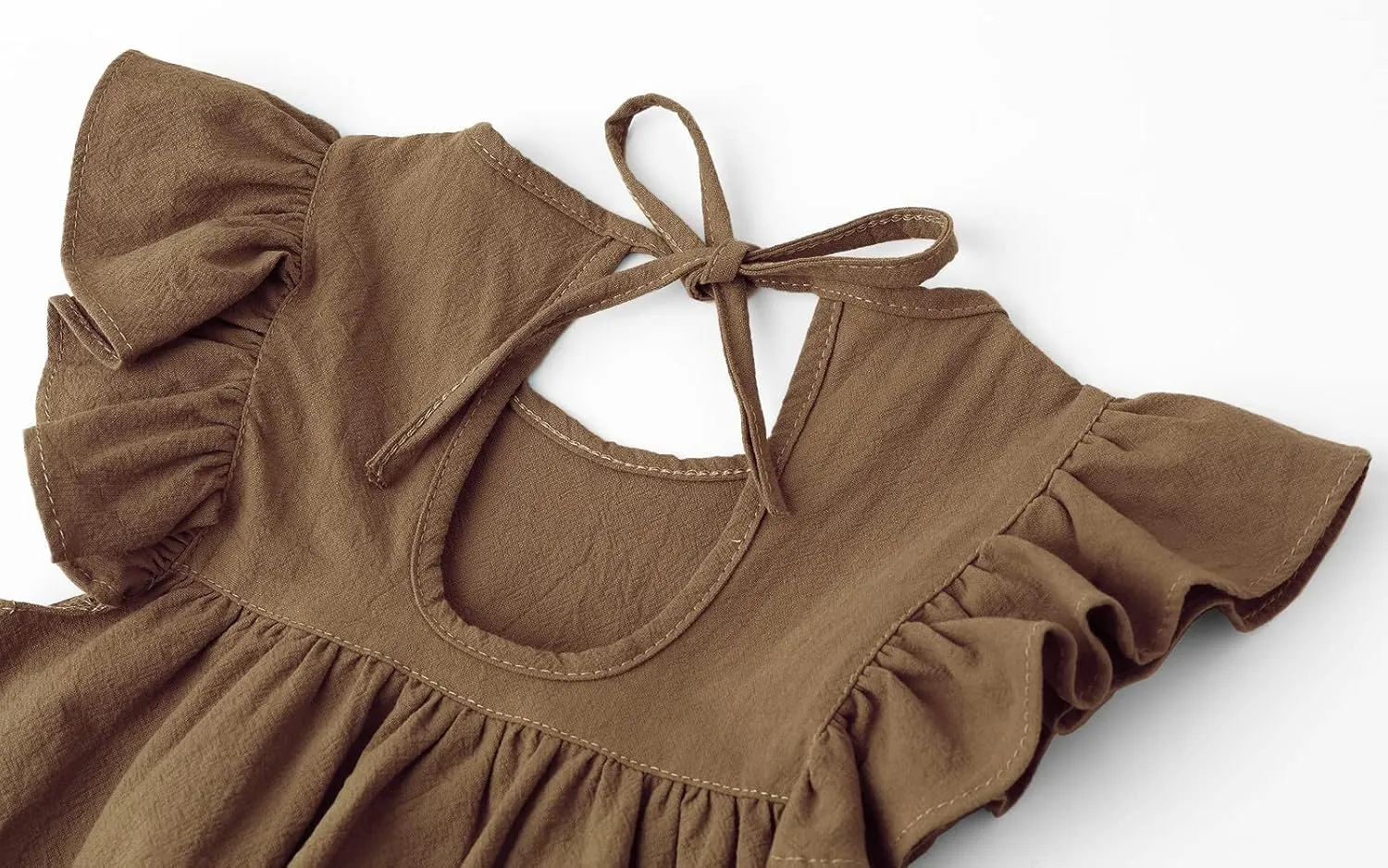 Toddler Baby Girl Cotton Linen Dress Ruffle Sleeve Halter Sleeveless Kids Casual Dresses