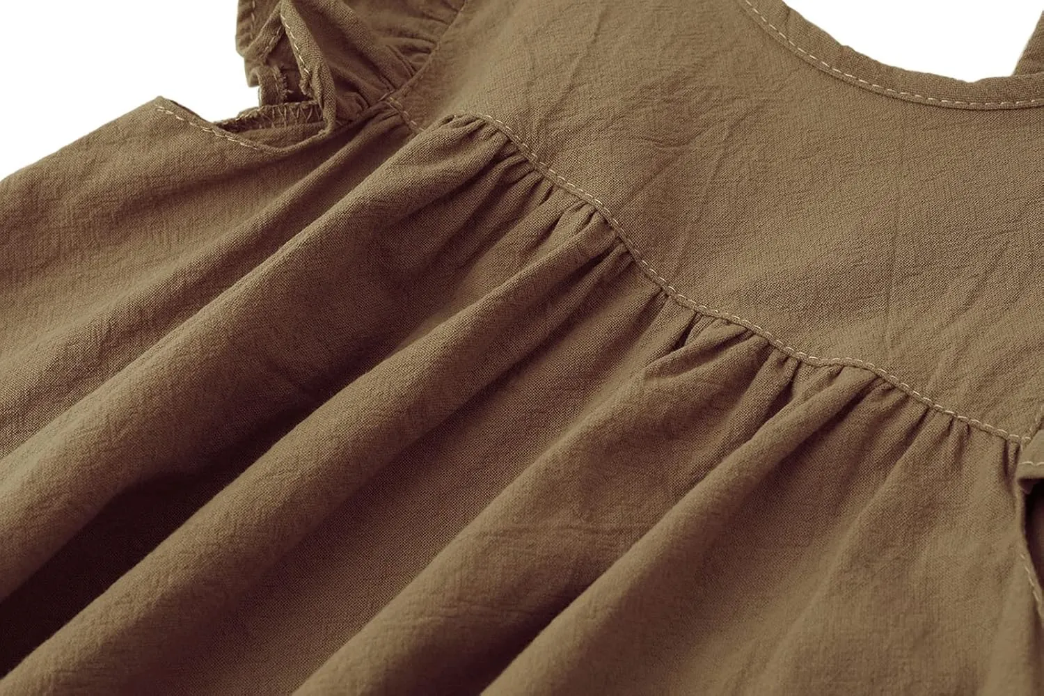 Toddler Baby Girl Cotton Linen Dress Ruffle Sleeve Halter Sleeveless Kids Casual Dresses
