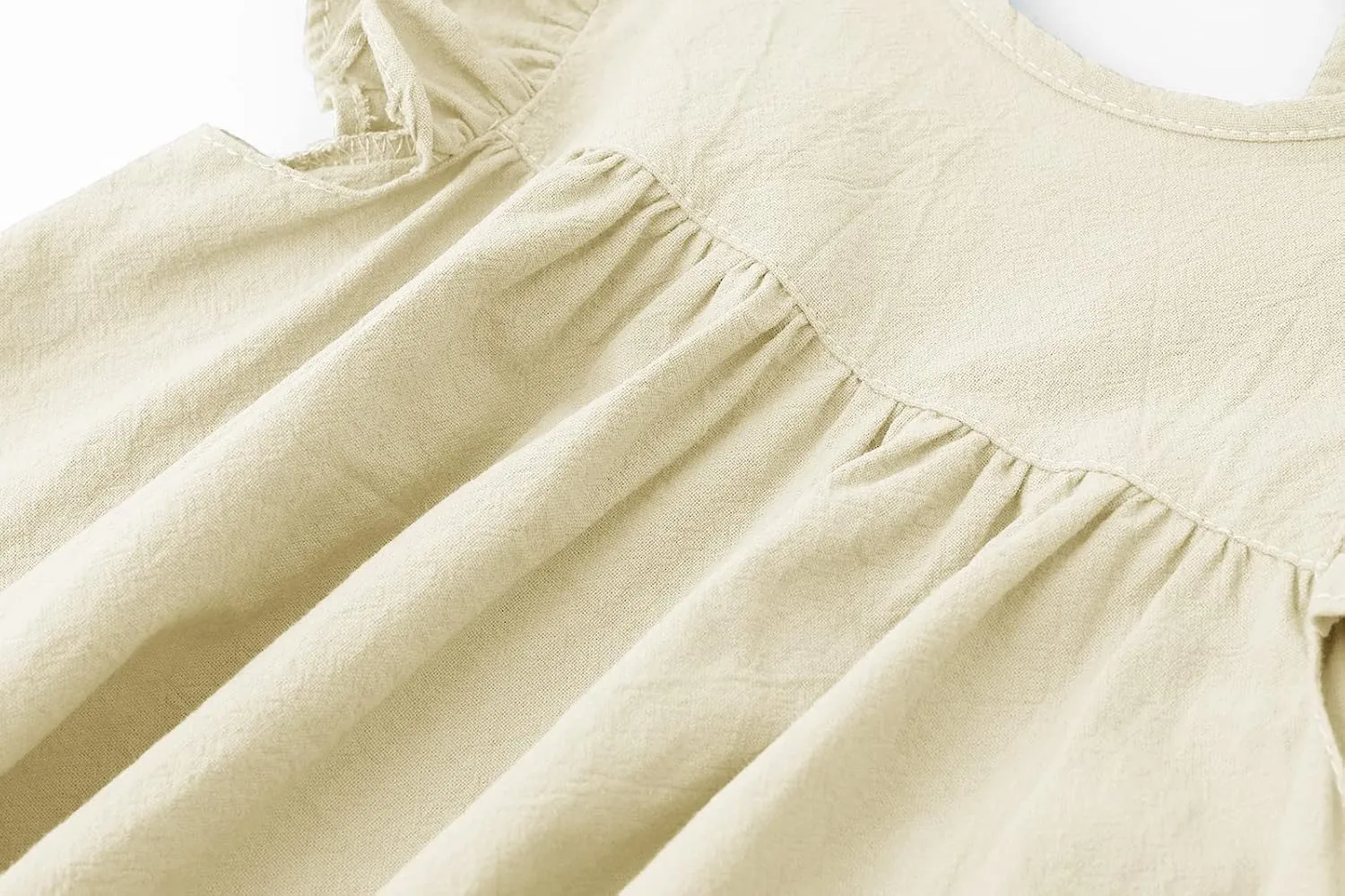 Toddler Baby Girl Cotton Linen Dress Ruffle Sleeve Halter Sleeveless Kids Casual Dresses