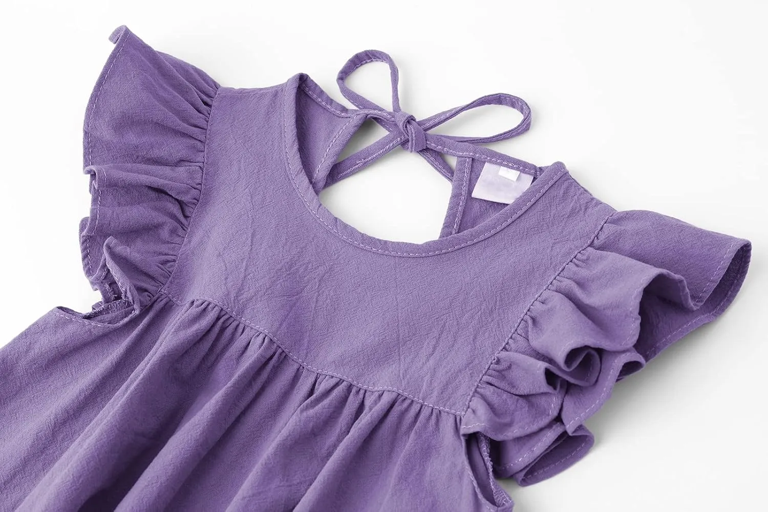 Toddler Baby Girl Cotton Linen Dress Ruffle Sleeve Halter Sleeveless Kids Casual Dresses