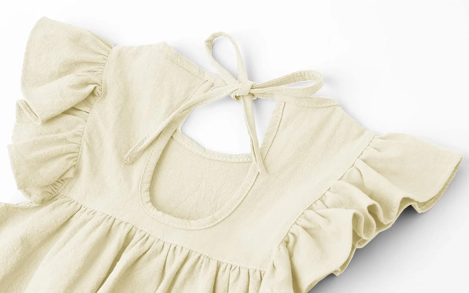 Toddler Baby Girl Cotton Linen Dress Ruffle Sleeve Halter Sleeveless Kids Casual Dresses