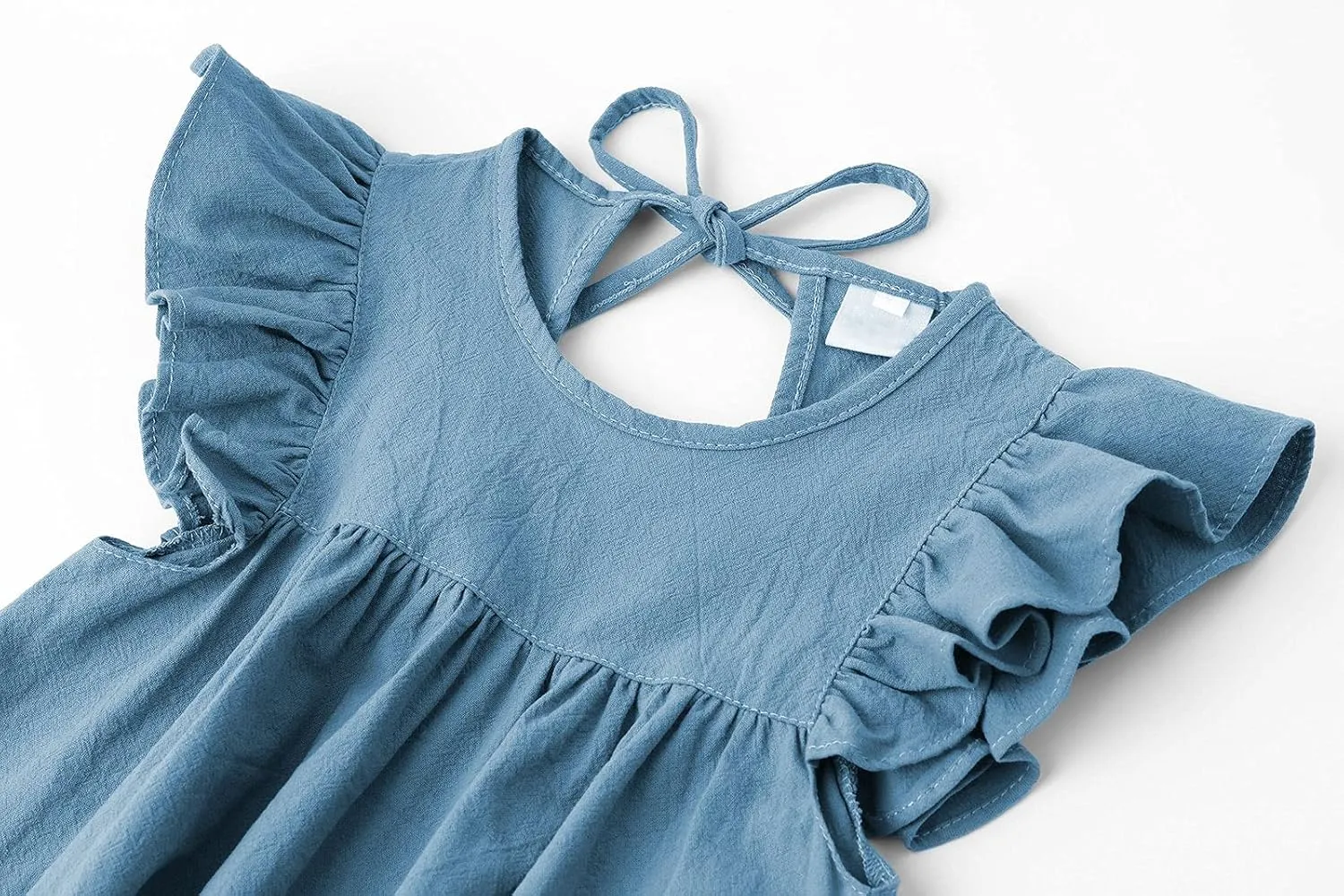 Toddler Baby Girl Cotton Linen Dress Ruffle Sleeve Halter Sleeveless Kids Casual Dresses