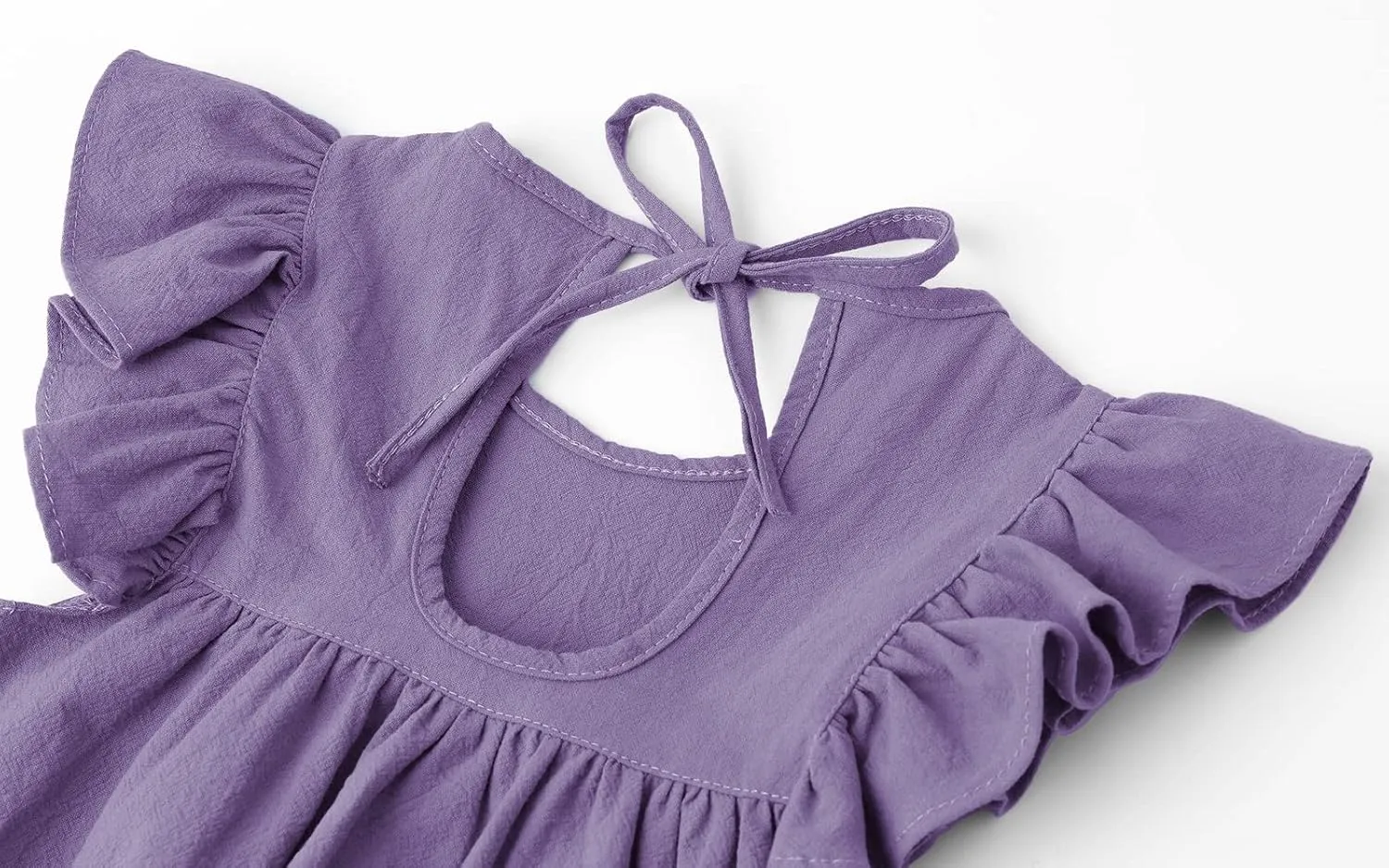 Toddler Baby Girl Cotton Linen Dress Ruffle Sleeve Halter Sleeveless Kids Casual Dresses