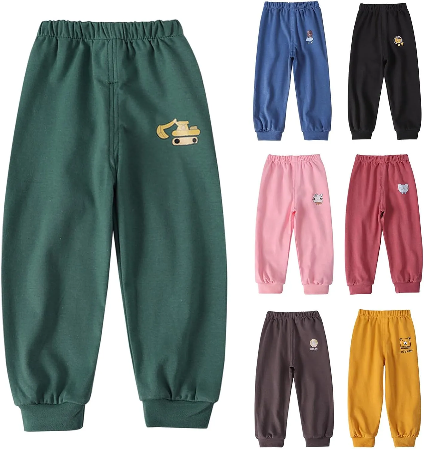 Toddler Boys Girls Cute Animals Excavator Print Sweatpants Aesthetic Elastic Waist Kids Trendy Causal Joggers