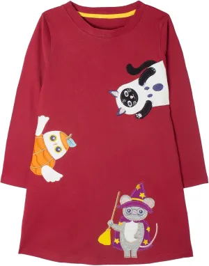 Toddler Girl Cotton Long Sleeve Casual Halloween Christmas Cartoon Tunic Playwear Basic Striped Jersey Dresses