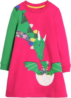 Toddler Girl Cotton Long Sleeve Casual Halloween Christmas Cartoon Tunic Playwear Basic Striped Jersey Dresses