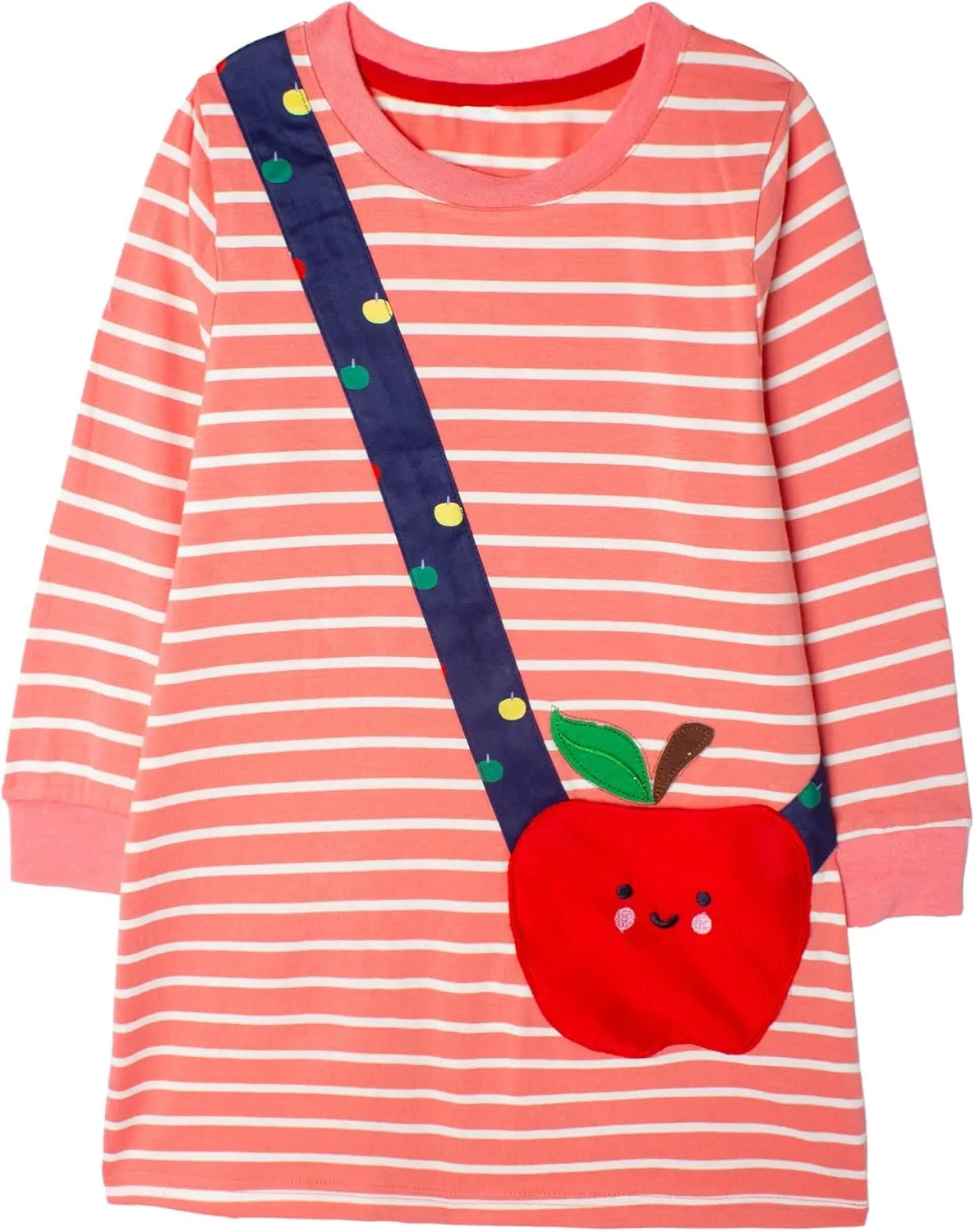 Toddler Girl Cotton Long Sleeve Casual Halloween Christmas Cartoon Tunic Playwear Basic Striped Jersey Dresses