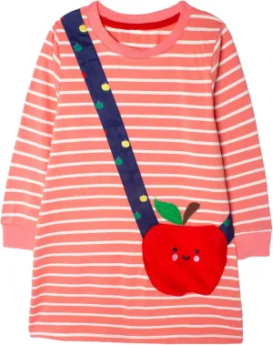 Toddler Girl Cotton Long Sleeve Casual Halloween Christmas Cartoon Tunic Playwear Basic Striped Jersey Dresses