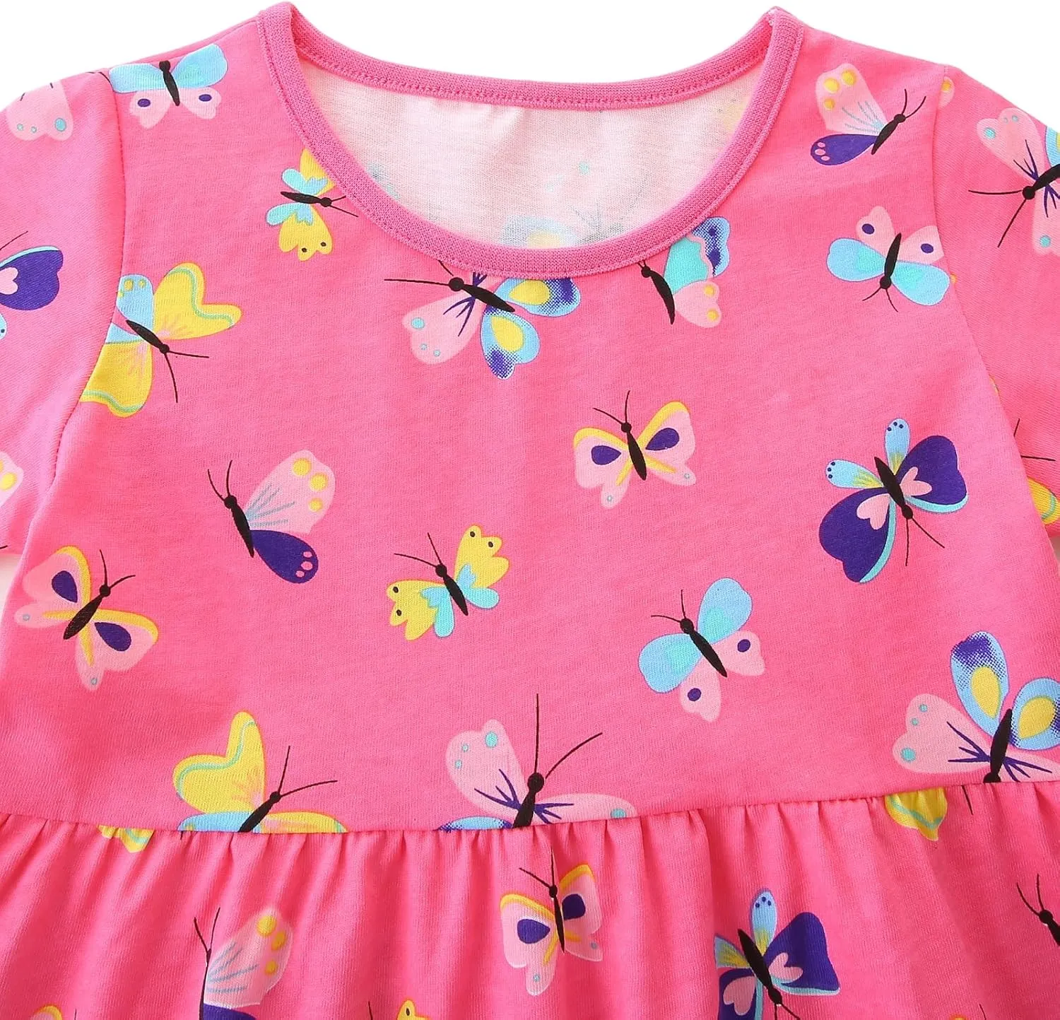 Toddler Girl Summer Dress Little Girls Cotton Short Sleeve Dresses Casual Midi Sundress for Kids 2-7 Years
