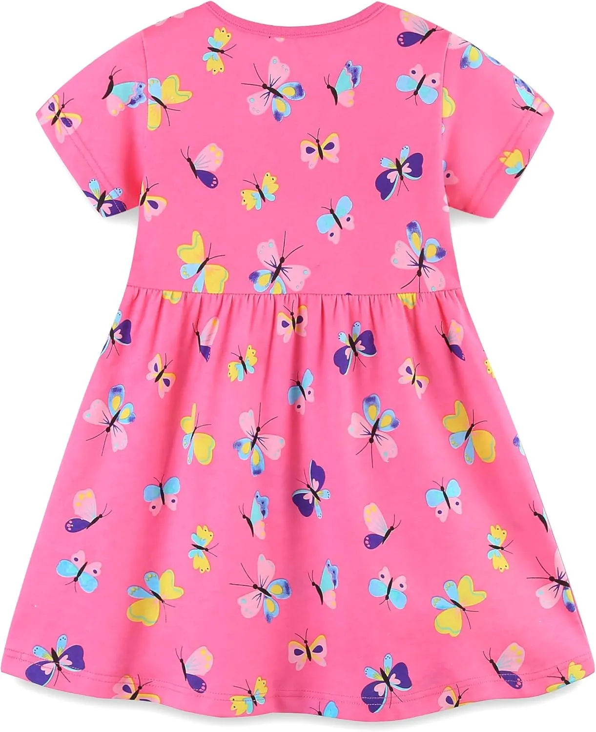 Toddler Girl Summer Dress Little Girls Cotton Short Sleeve Dresses Casual Midi Sundress for Kids 2-7 Years