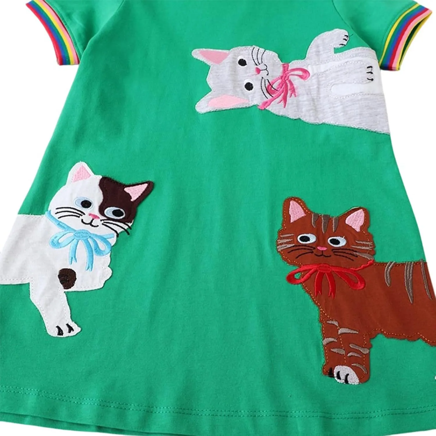 Toddler Girl Summer Dress Little Girls Cotton Short Sleeve Dresses Casual Midi Sundress for Kids 2-7 Years