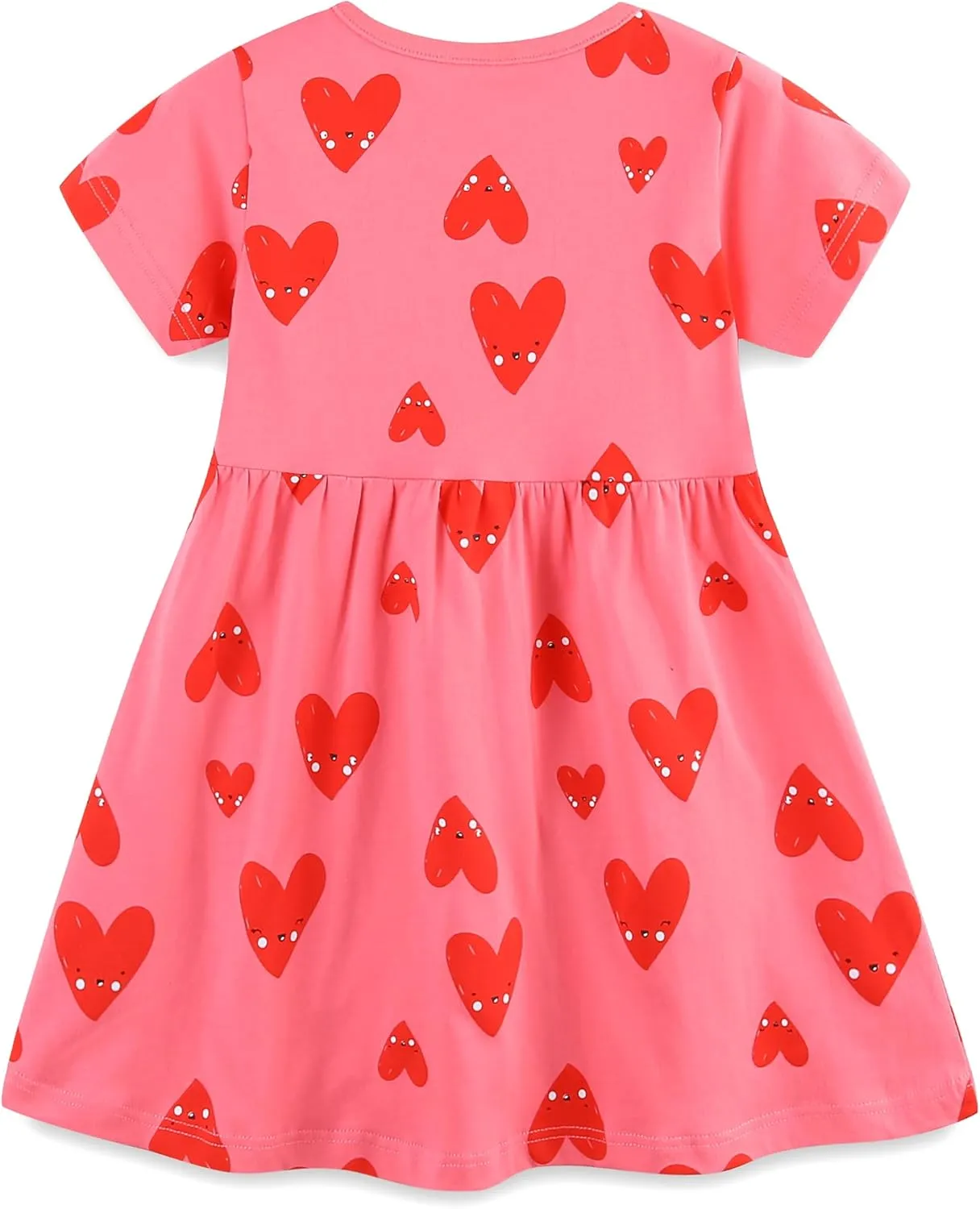 Toddler Girl Summer Dress Little Girls Cotton Short Sleeve Dresses Casual Midi Sundress for Kids 2-7 Years