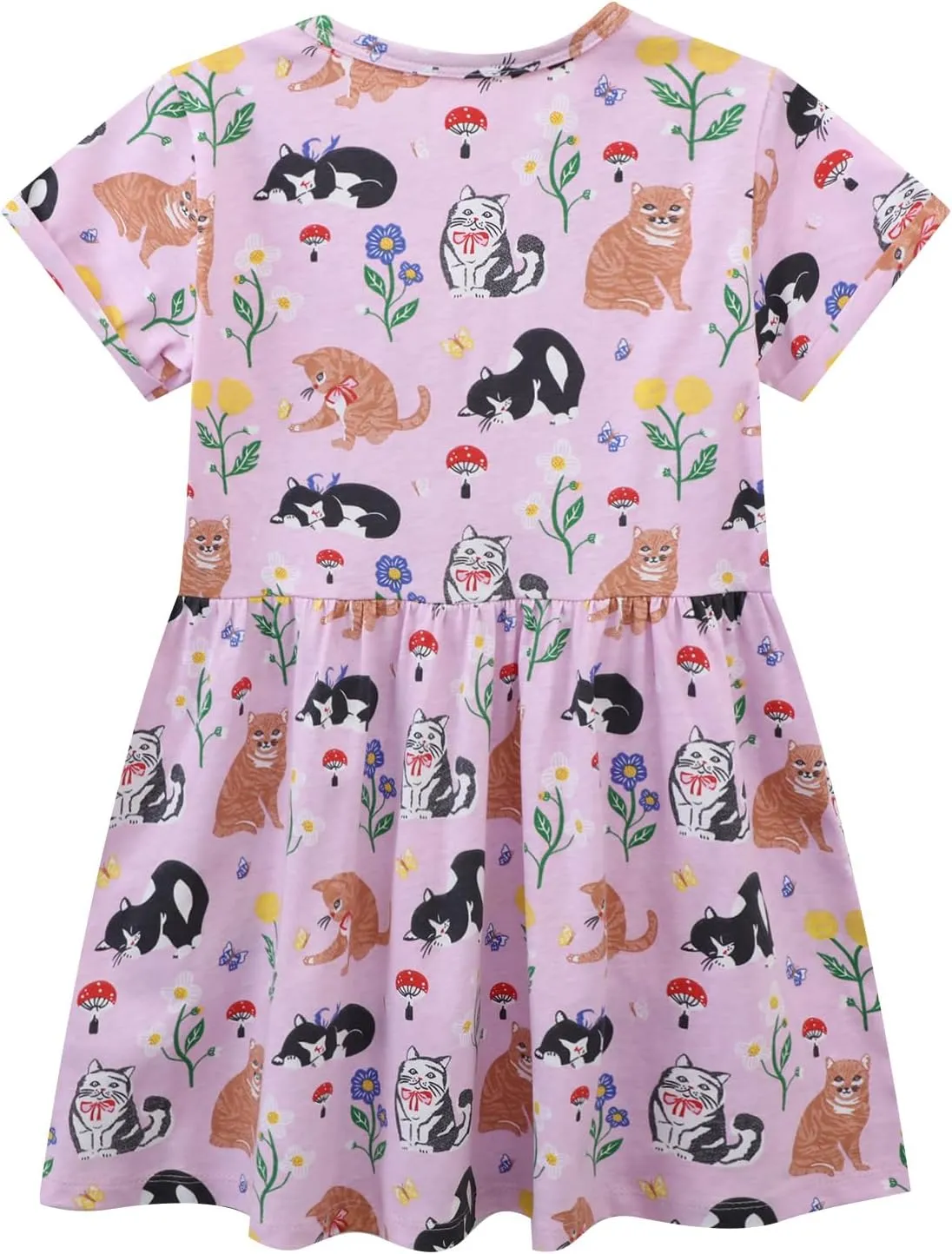 Toddler Girl Summer Dress Little Girls Cotton Short Sleeve Dresses Casual Midi Sundress for Kids 2-7 Years