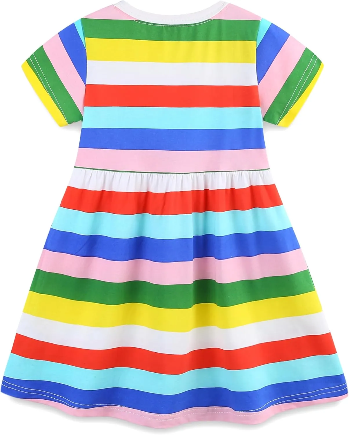 Toddler Girl Summer Dress Little Girls Cotton Short Sleeve Dresses Casual Midi Sundress for Kids 2-7 Years