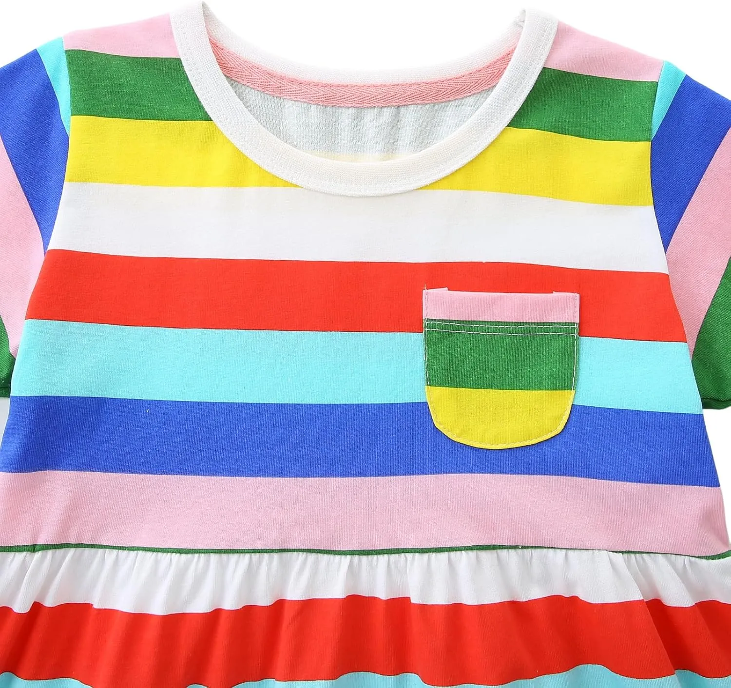 Toddler Girl Summer Dress Little Girls Cotton Short Sleeve Dresses Casual Midi Sundress for Kids 2-7 Years