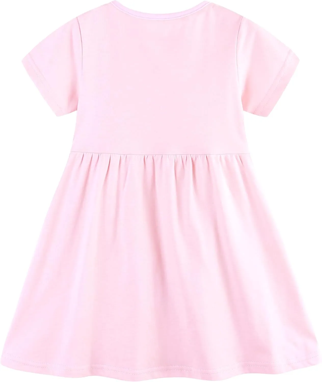 Toddler Girl Summer Dress Little Girls Cotton Short Sleeve Dresses Casual Midi Sundress for Kids 2-7 Years