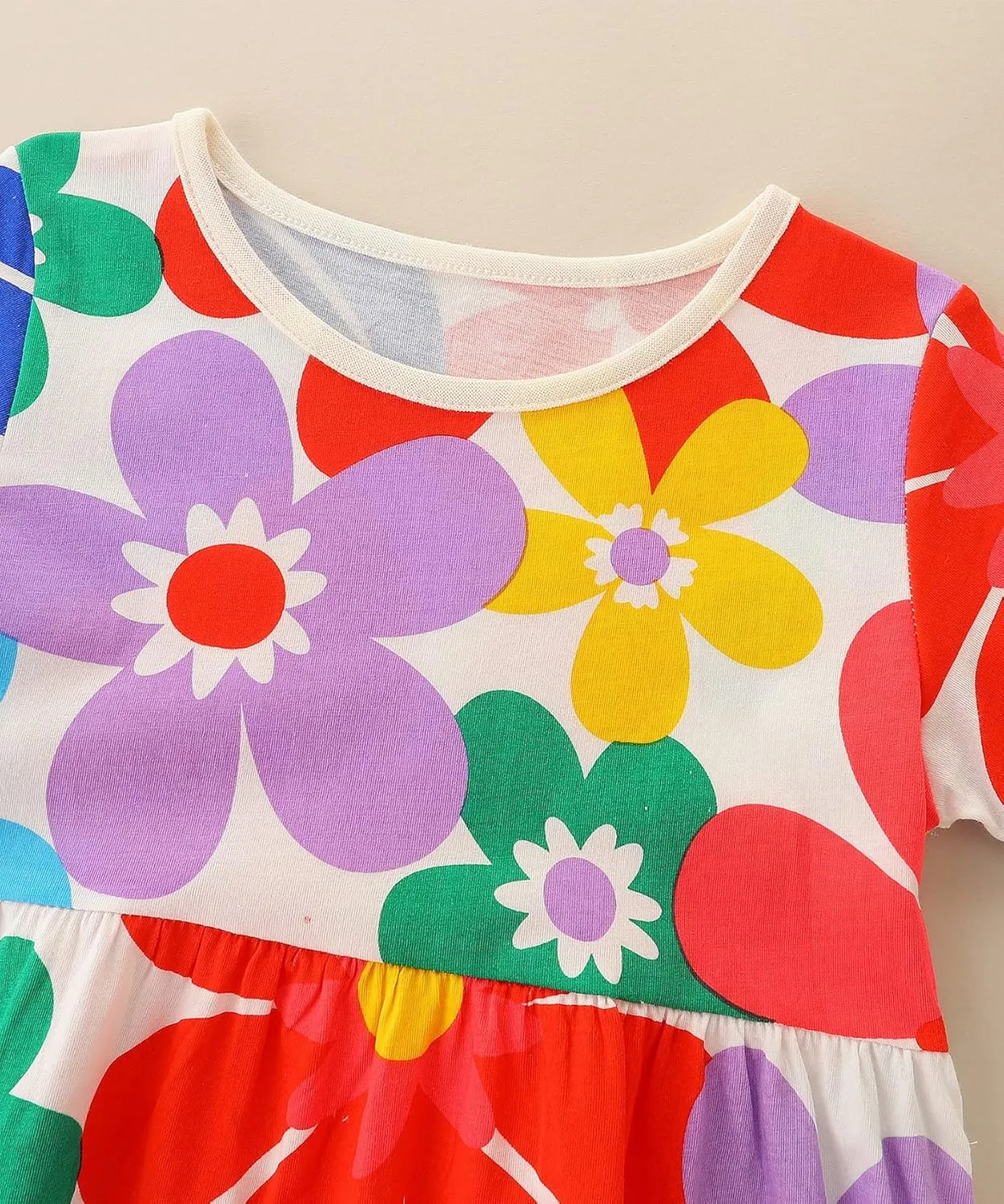 Toddler Girl's Cotton Dress Toddler Girls Summer Dress Clothes Cotton Casual Cartoon Print Short Sleeve Dresses 1-7 Years