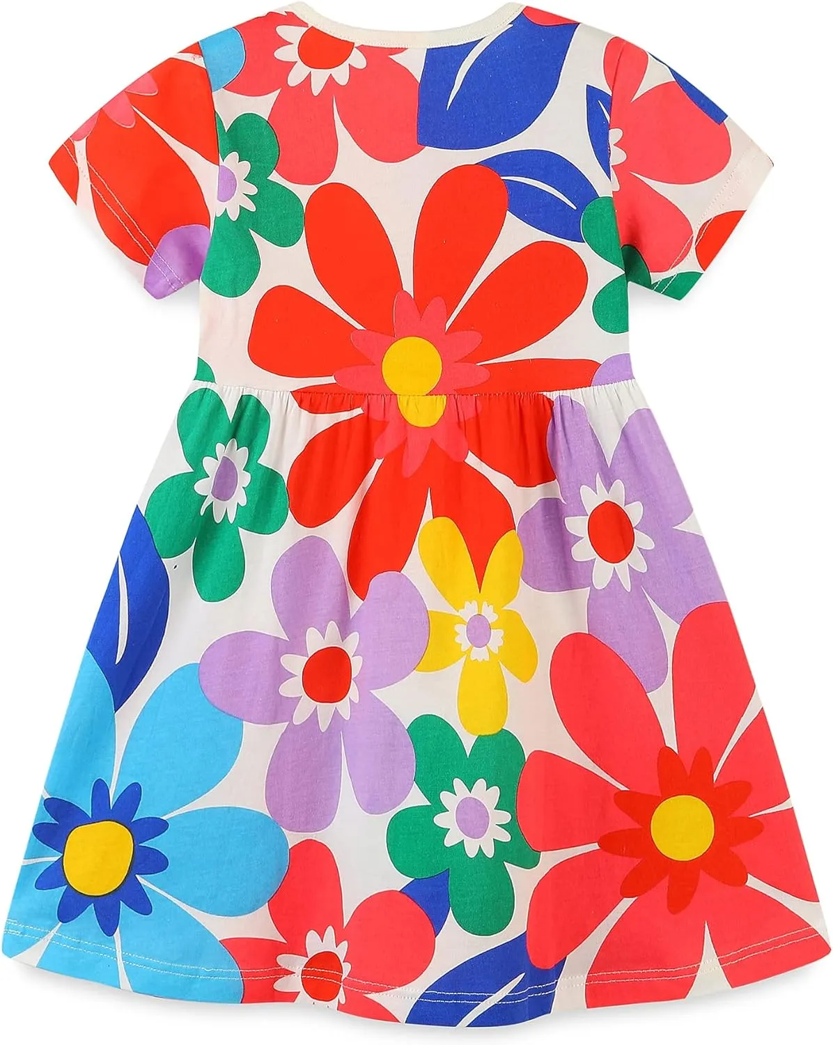Toddler Girl's Cotton Dress Toddler Girls Summer Dress Clothes Cotton Casual Cartoon Print Short Sleeve Dresses 1-7 Years