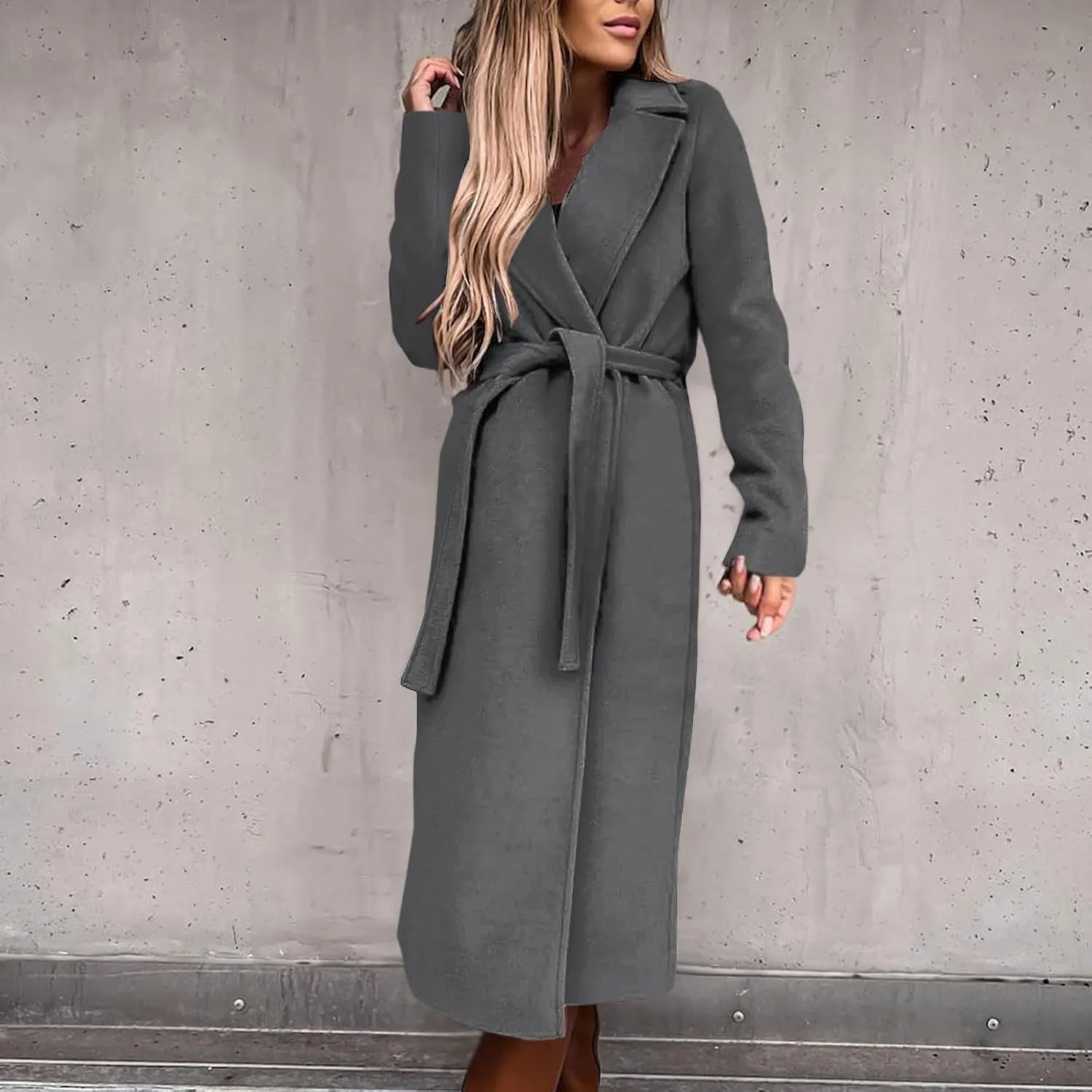 Trench Coat for Women 2024 Fuzzy Jacket Loose Fitting Warm Winter Outwear Fashion Lapel Jacket Coats Long Coat Women