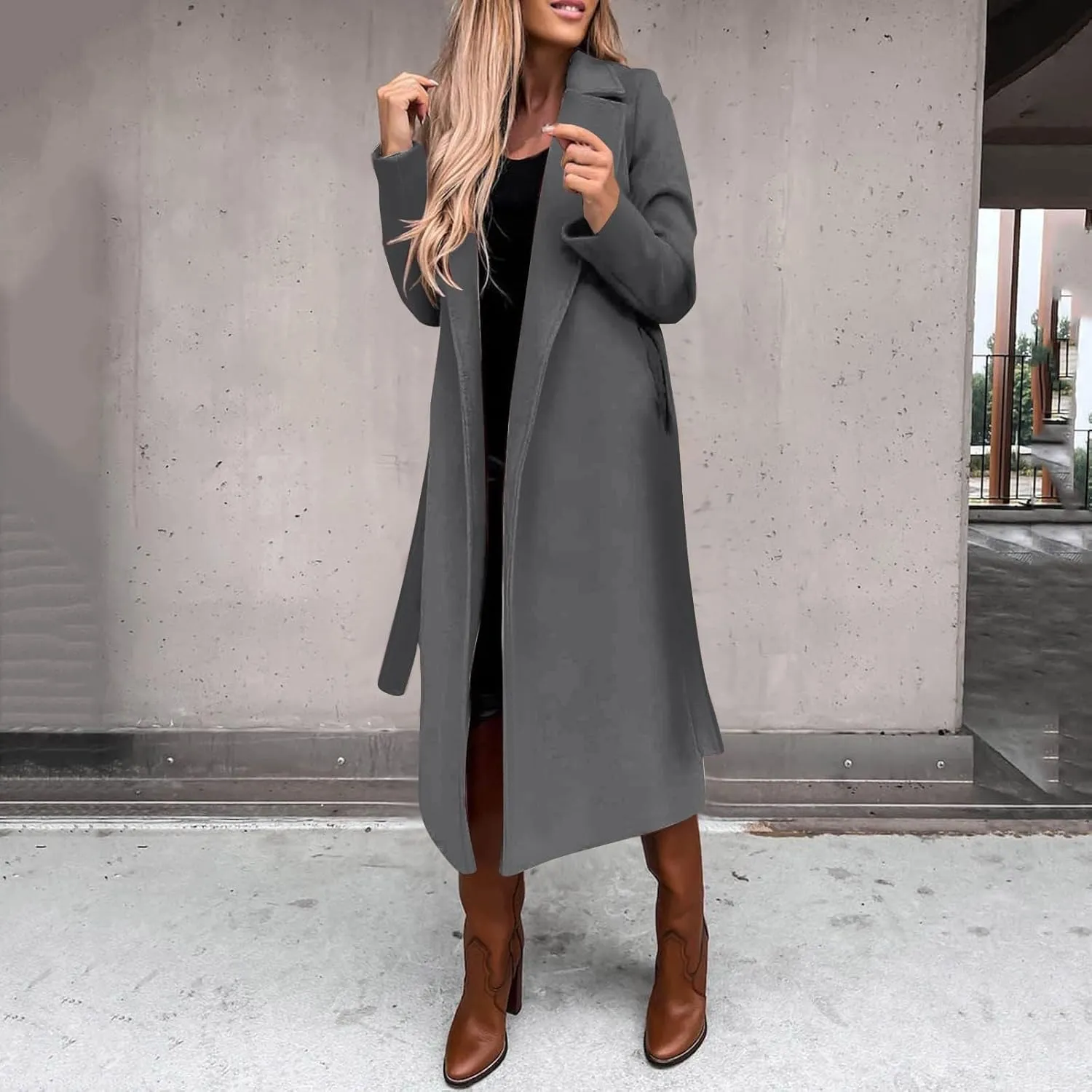 Trench Coat for Women 2024 Fuzzy Jacket Loose Fitting Warm Winter Outwear Fashion Lapel Jacket Coats Long Coat Women