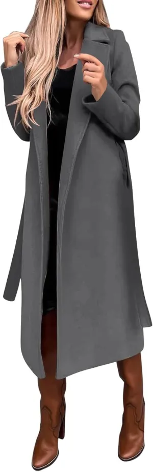 Trench Coat for Women 2024 Fuzzy Jacket Loose Fitting Warm Winter Outwear Fashion Lapel Jacket Coats Long Coat Women
