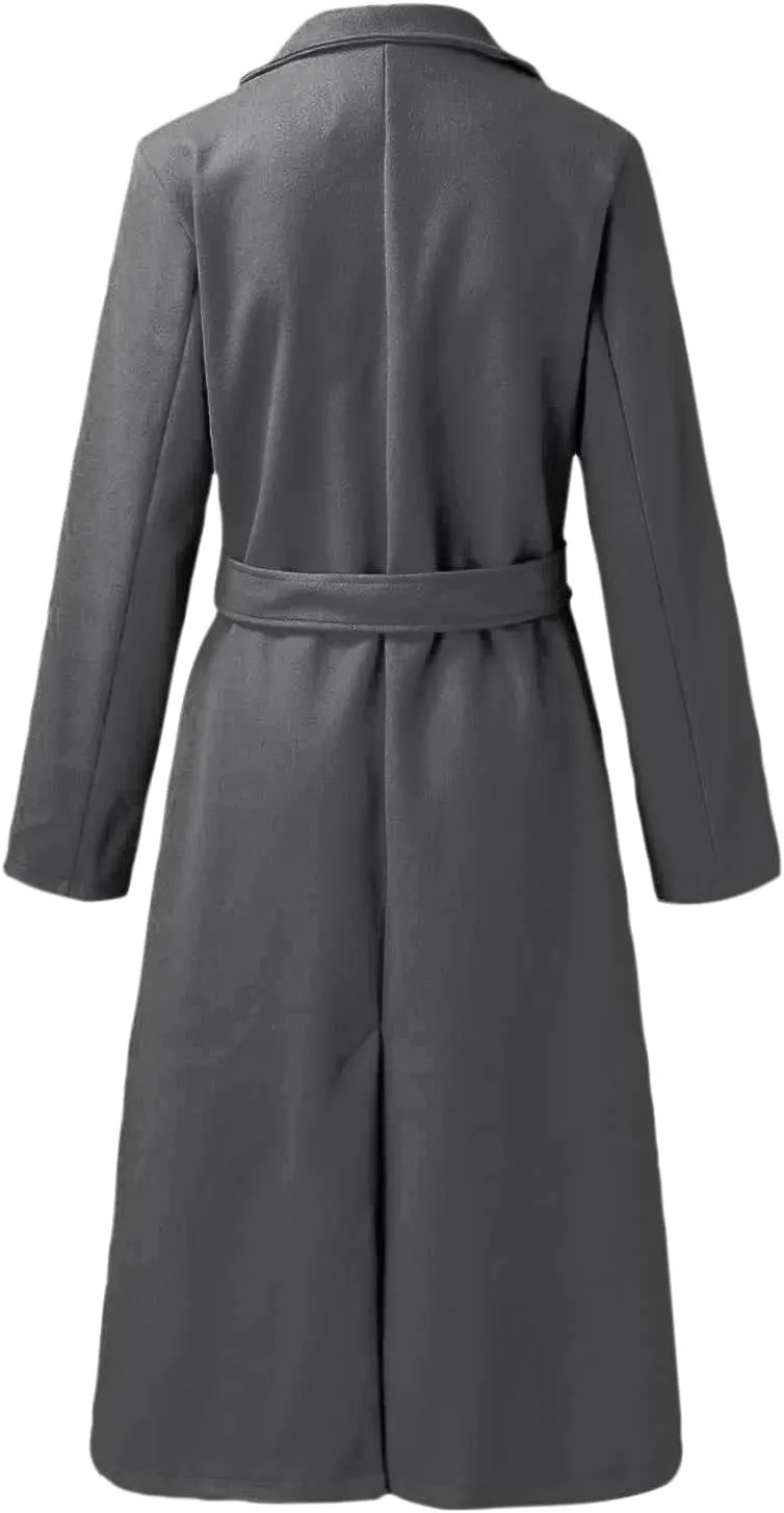 Trench Coat for Women 2024 Fuzzy Jacket Loose Fitting Warm Winter Outwear Fashion Lapel Jacket Coats Long Coat Women
