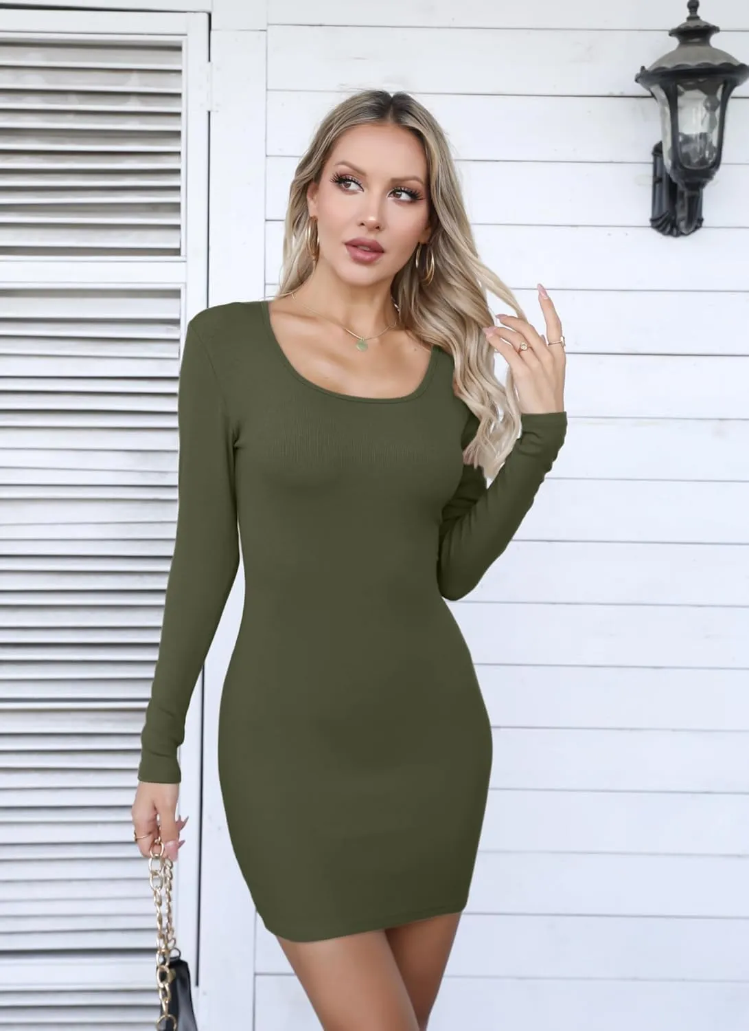 Valiamcep Womens Summer Dresses Square Neck Short Sleeve Ribbed Knit Slim Fitted Basic Bodycon Mini Pencil Dress