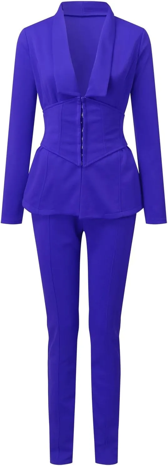 WABEOR Business Casual Outfits for Women Plus Size Formal Pantsuits Evening Party Cocktail Wedding Classy Elegant Pants Suit