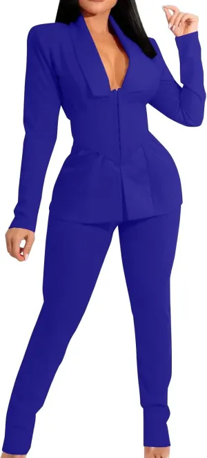 WABEOR Business Casual Outfits for Women Plus Size Formal Pantsuits Evening Party Cocktail Wedding Classy Elegant Pants Suit