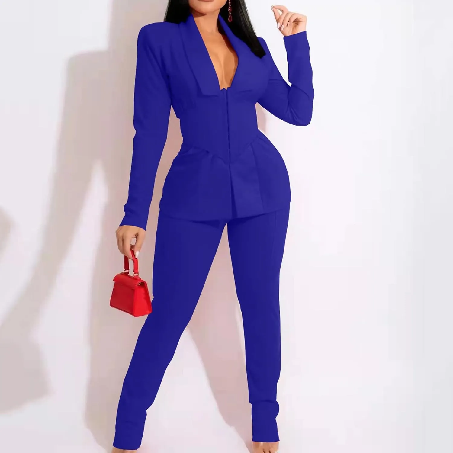 WABEOR Business Casual Outfits for Women Plus Size Formal Pantsuits Evening Party Cocktail Wedding Classy Elegant Pants Suit