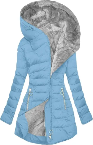 Winter Coats for Women Fleece Lined Warm Down Coats Waterproof Thicken Hooded Zipper Pockets Fashion Puffer Jackets