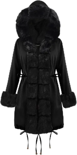 Winter Coats for Women Plus Size Fuzzy Puffer Jacket Soft Comfort Long Sleeve Hooded Qulited Outwear Thicken Warm Coat