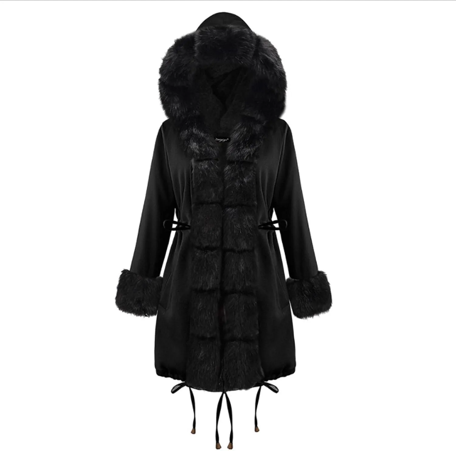 Winter Coats for Women Plus Size Fuzzy Puffer Jacket Soft Comfort Long Sleeve Hooded Qulited Outwear Thicken Warm Coat