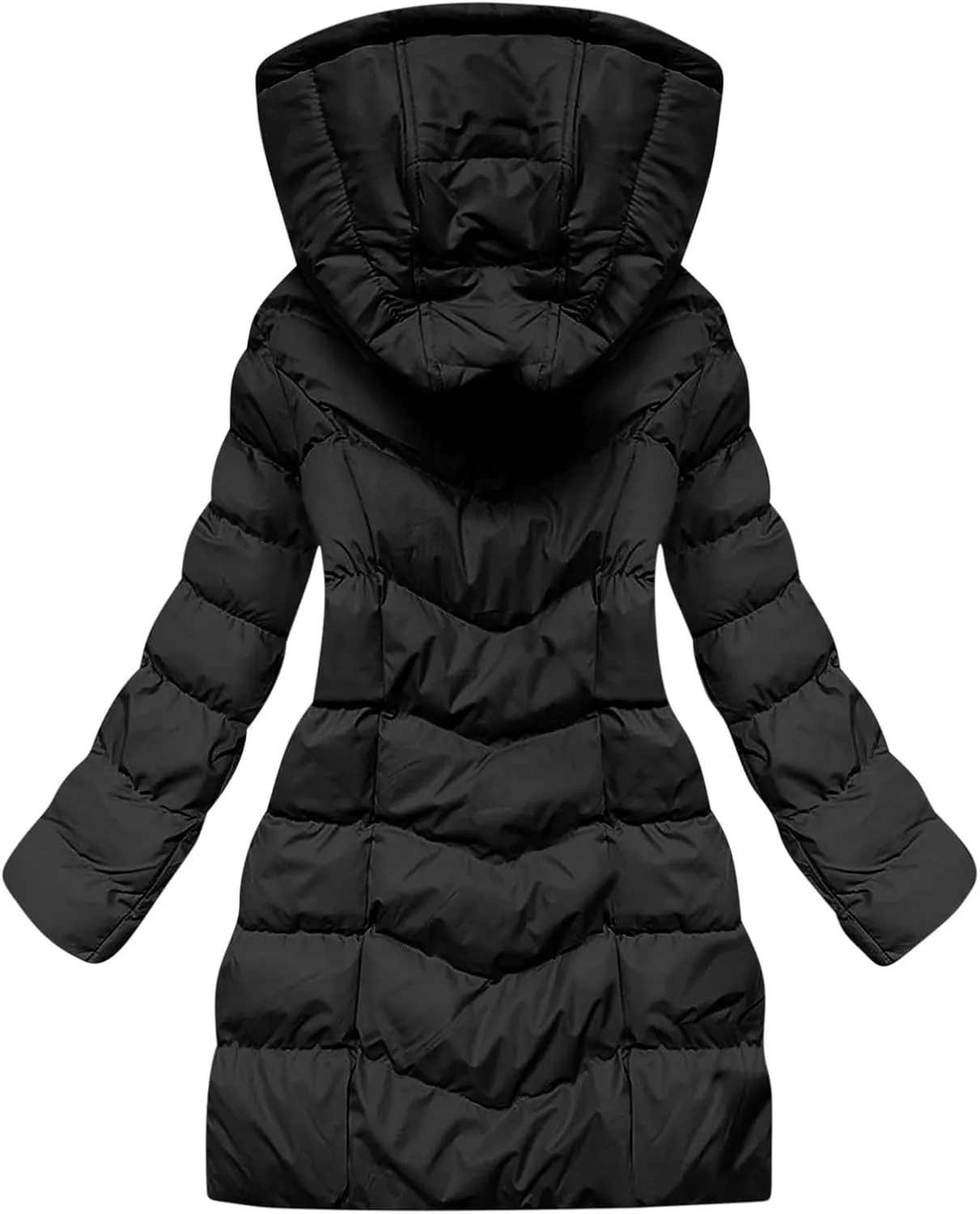 Winter Coats for Women Quilted Down Jacket Full Zip Puffer Coat Thicken Hooded Outerwear Casual Fleece Lined Coat