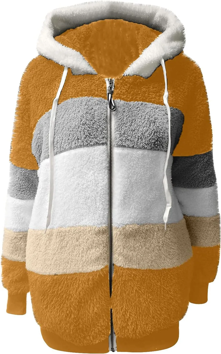 Winter Coats for Women,Long Sleeve Sherpa Jackets with Pockets,Thicken Fluffy Coat Outwear