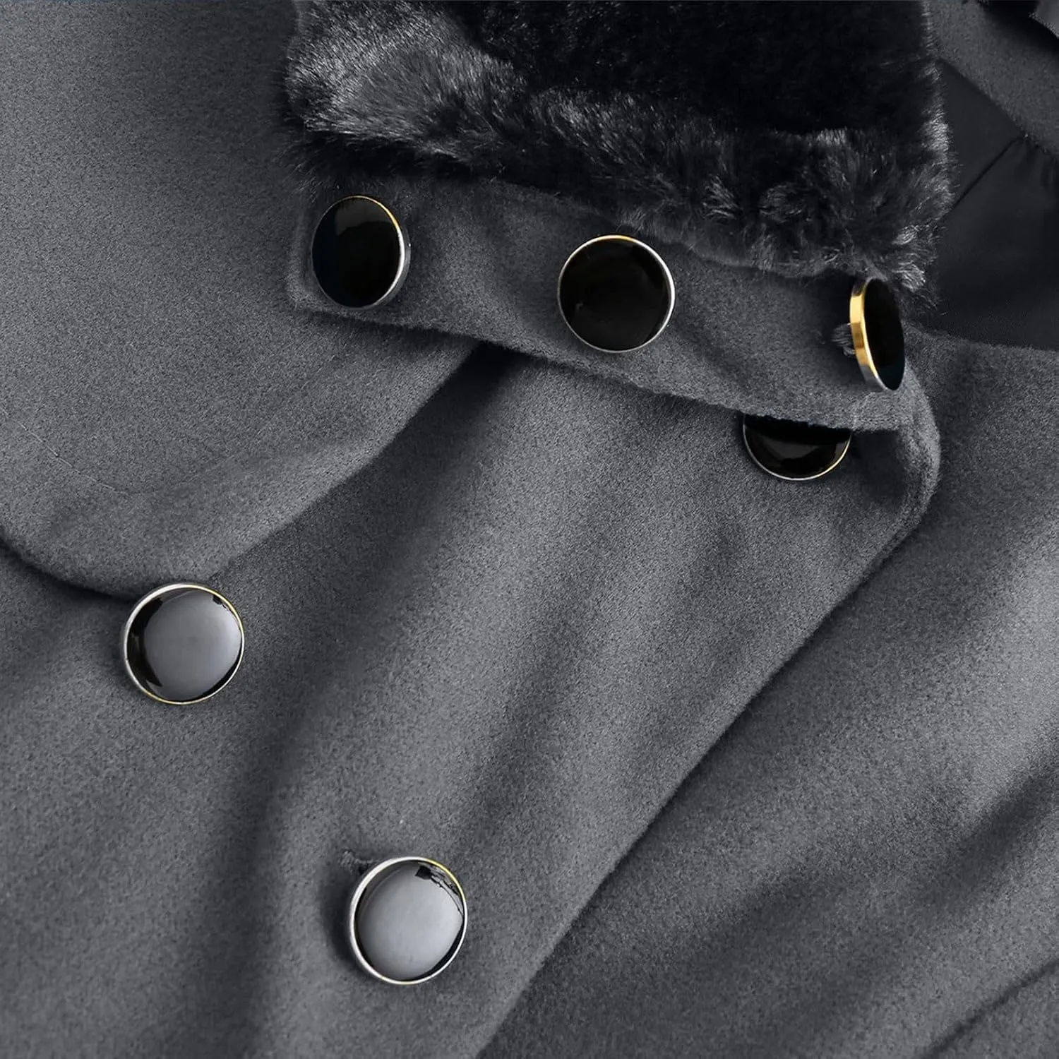Winter Trench Coat Women Lapel Double Breasted Wool Blend Pea Coats Fashion Plaid Hooded Long Jacket with Belted