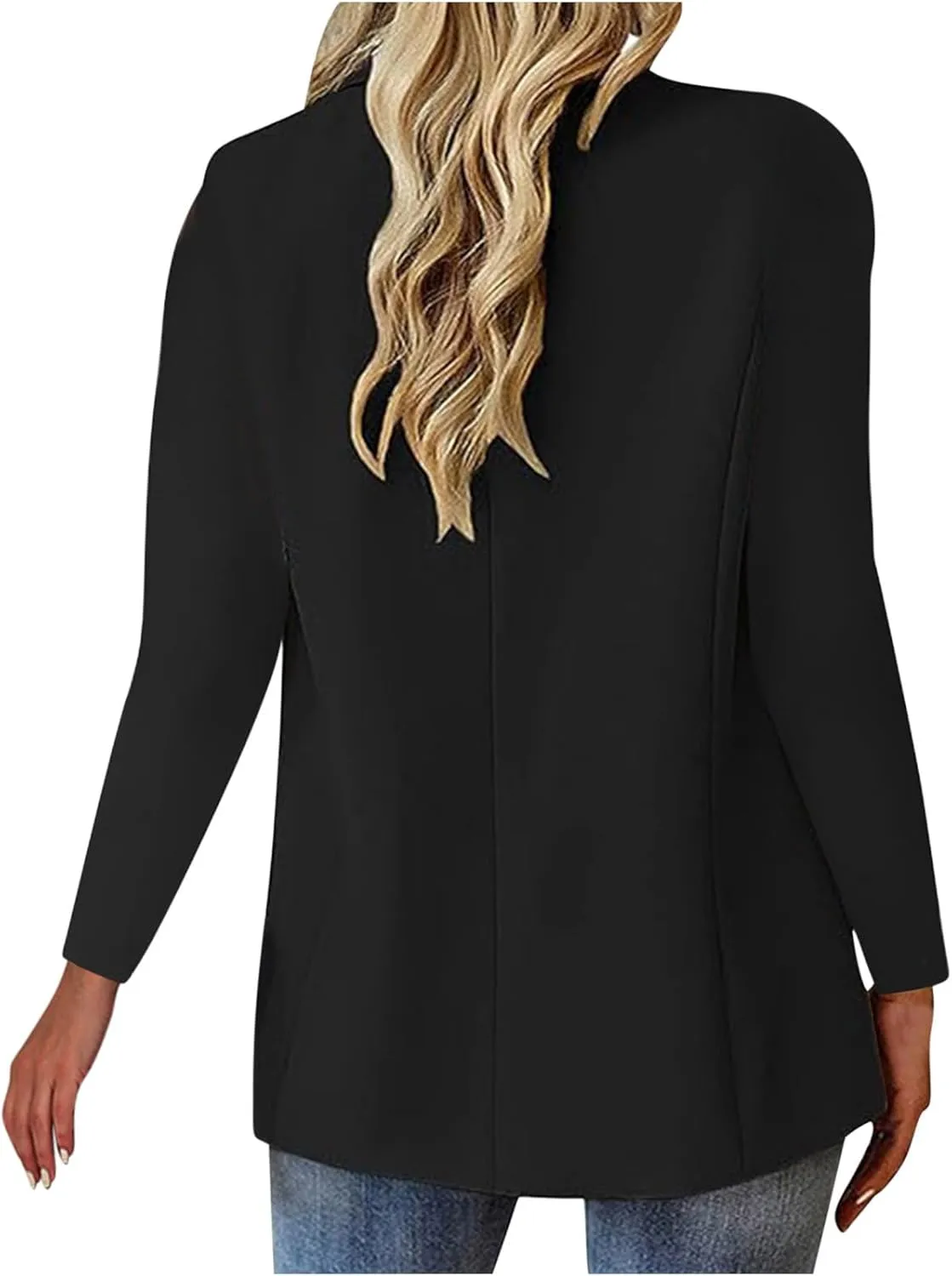Women Business Casual Blazer With Lined,Professional Work Suit Jacket With Pockets，Long Sleeve Button Open Front