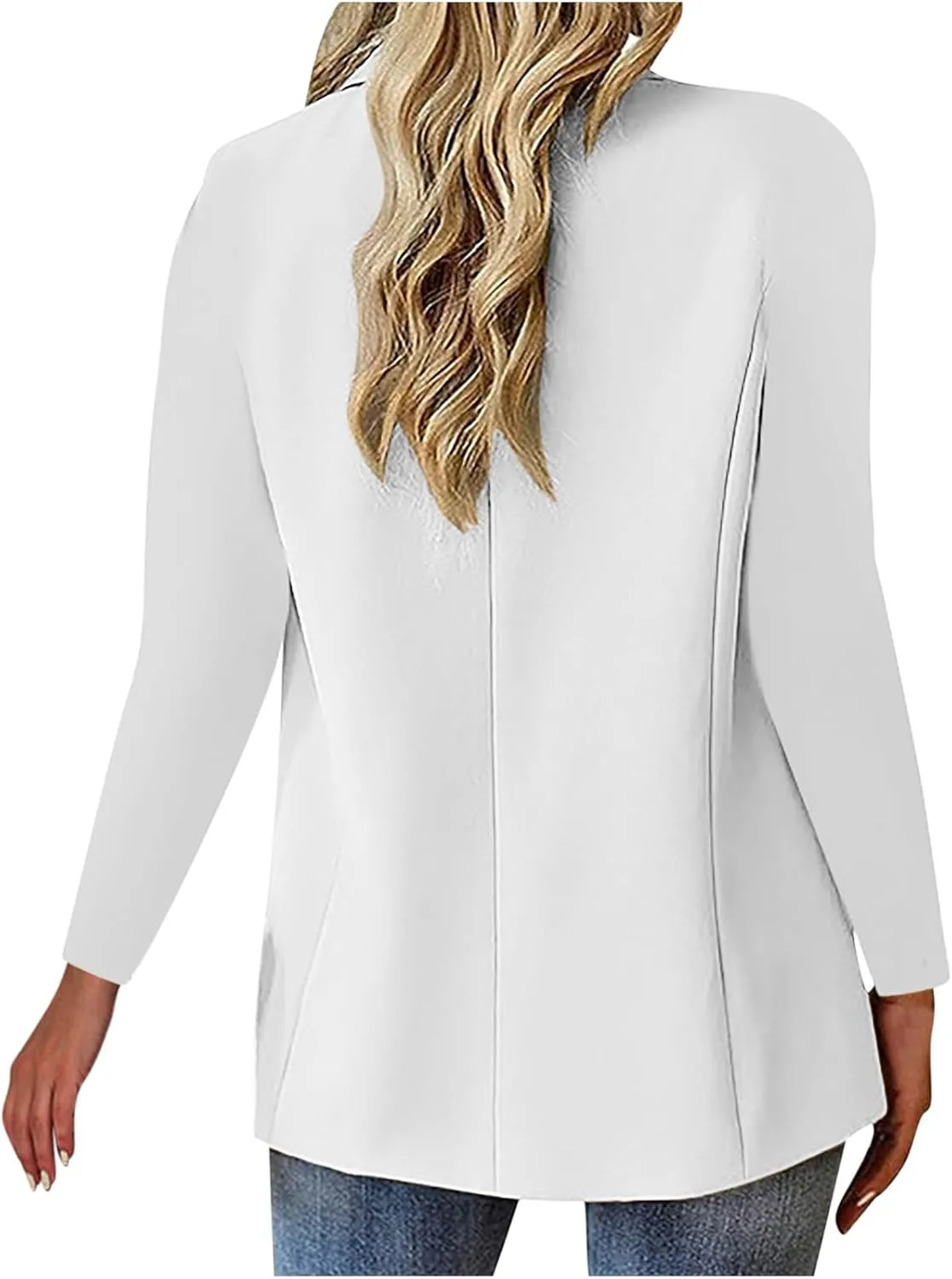 Women Business Casual Blazer With Lined,Professional Work Suit Jacket With Pockets，Long Sleeve Button Open Front