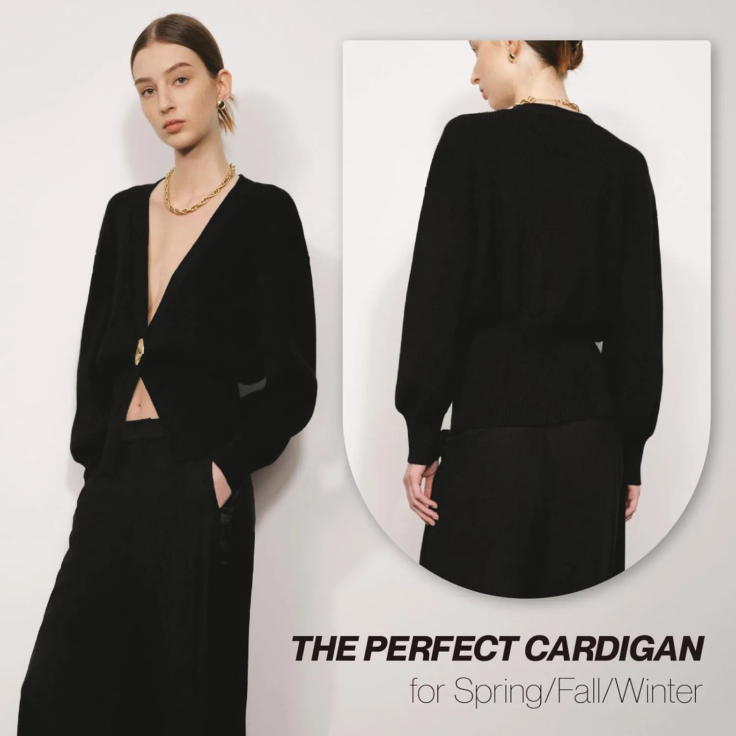 Women Knitted Cardigans Long Sleeve V-Neck Lightweight Sweater One Leaf Button Down Outwear