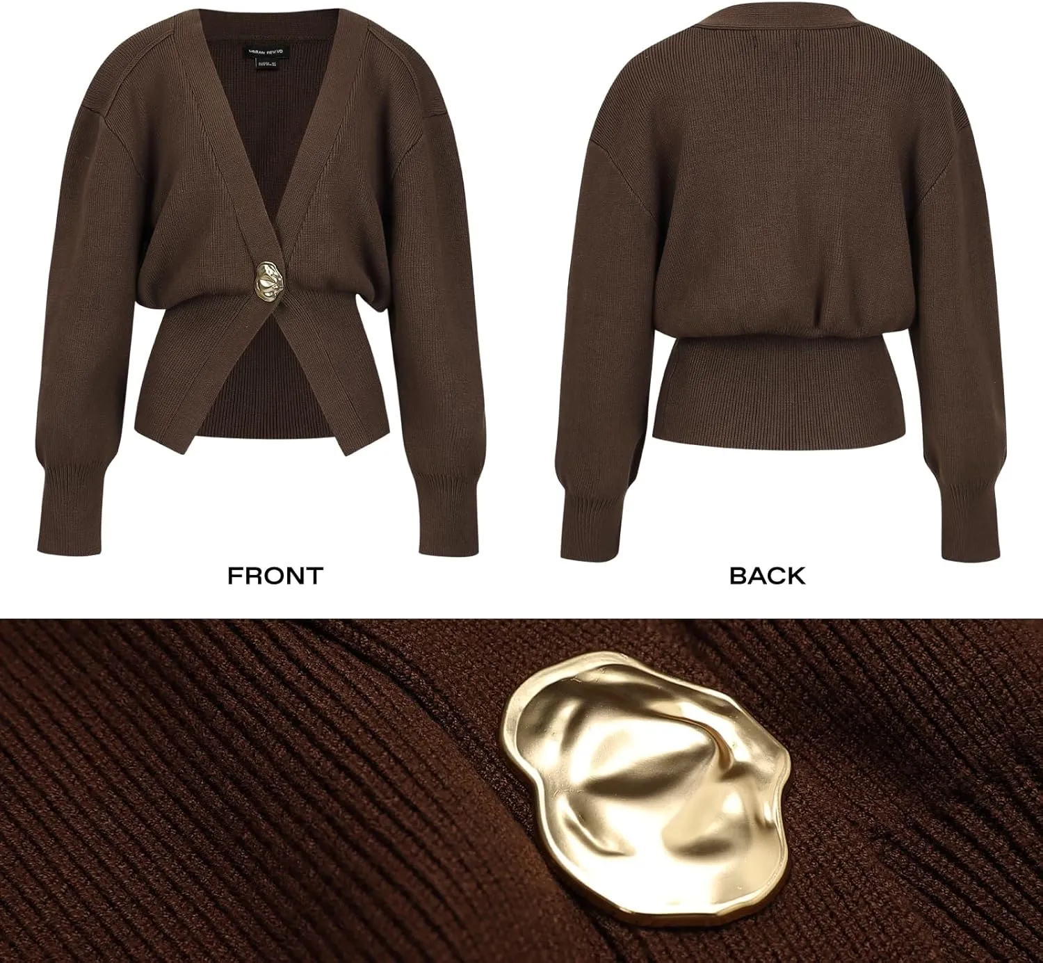 Women Knitted Cardigans Long Sleeve V-Neck Lightweight Sweater One Leaf Button Down Outwear