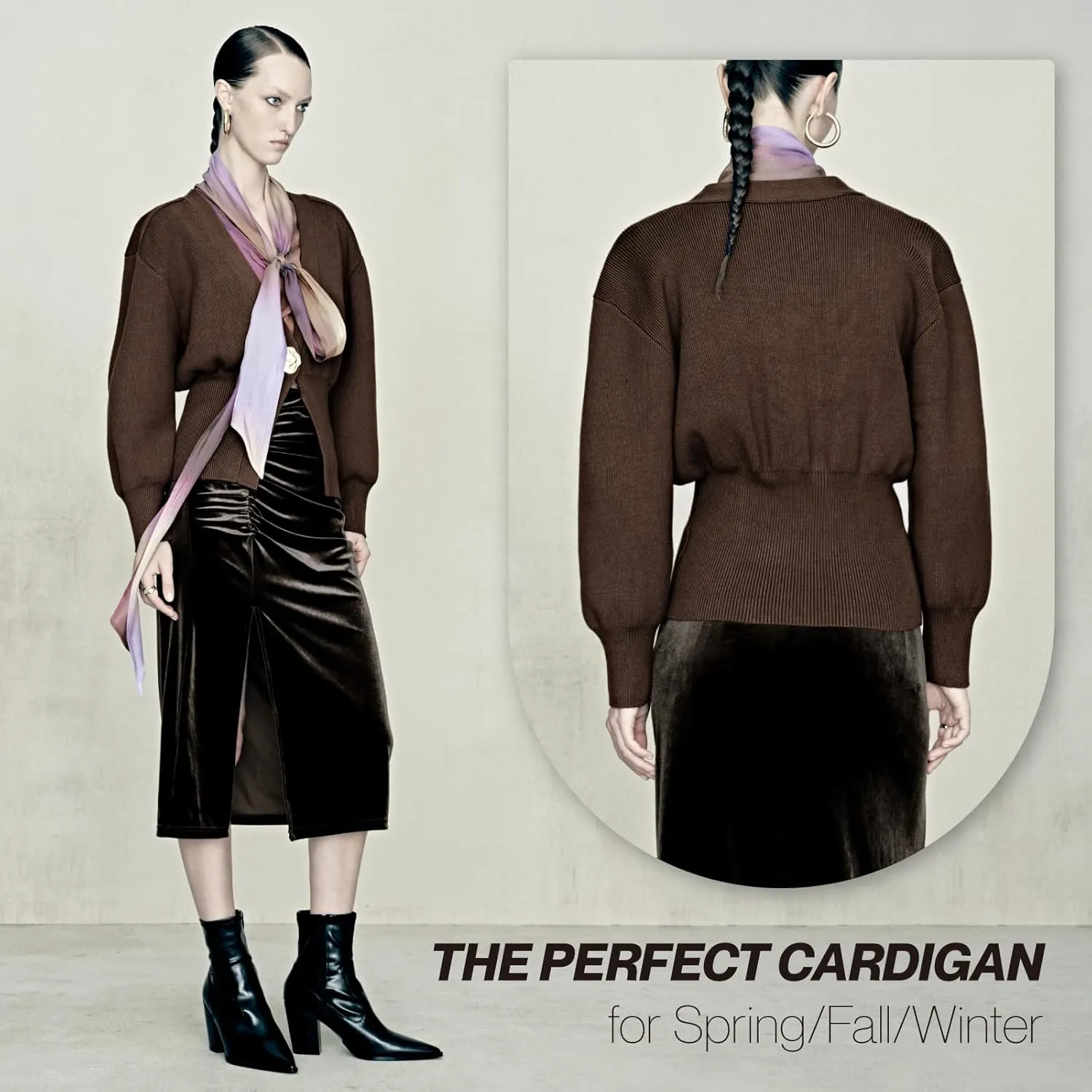 Women Knitted Cardigans Long Sleeve V-Neck Lightweight Sweater One Leaf Button Down Outwear