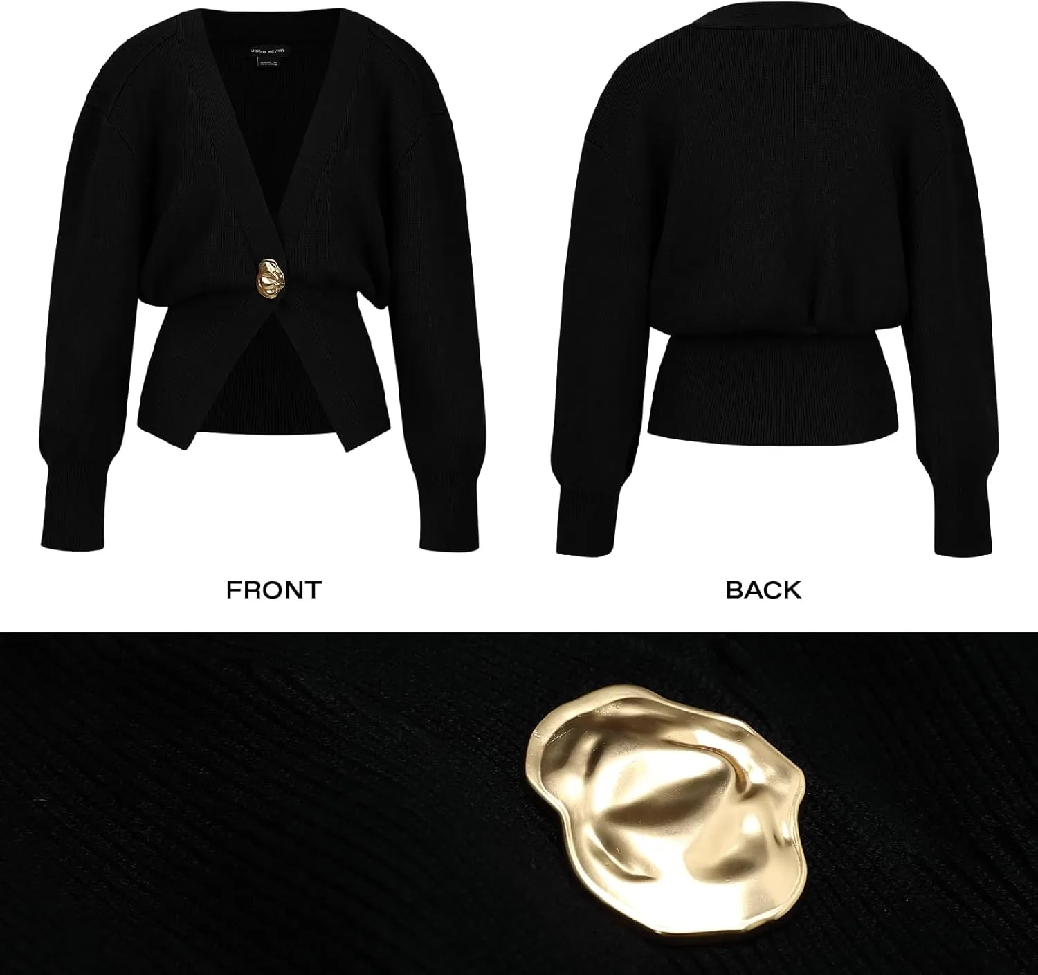 Women Knitted Cardigans Long Sleeve V-Neck Lightweight Sweater One Leaf Button Down Outwear